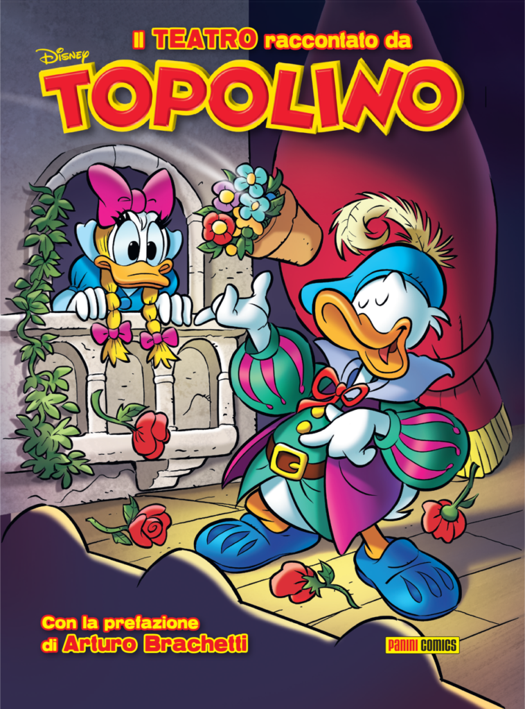 La copertina del volume Il Teatro raccontato da Topolino, edito da Panini Comics