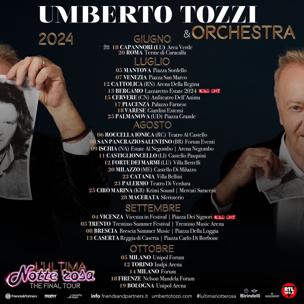 L'ultima notte rosa - The Final Tour per Umberto Tozzi