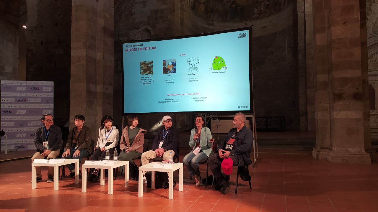 il panel con focus sul fumetto taiwanese, con Ruan-Guang Min, Ding Pao-Yen, Hom, Monday Recover. Foto di Camilla Rossini
