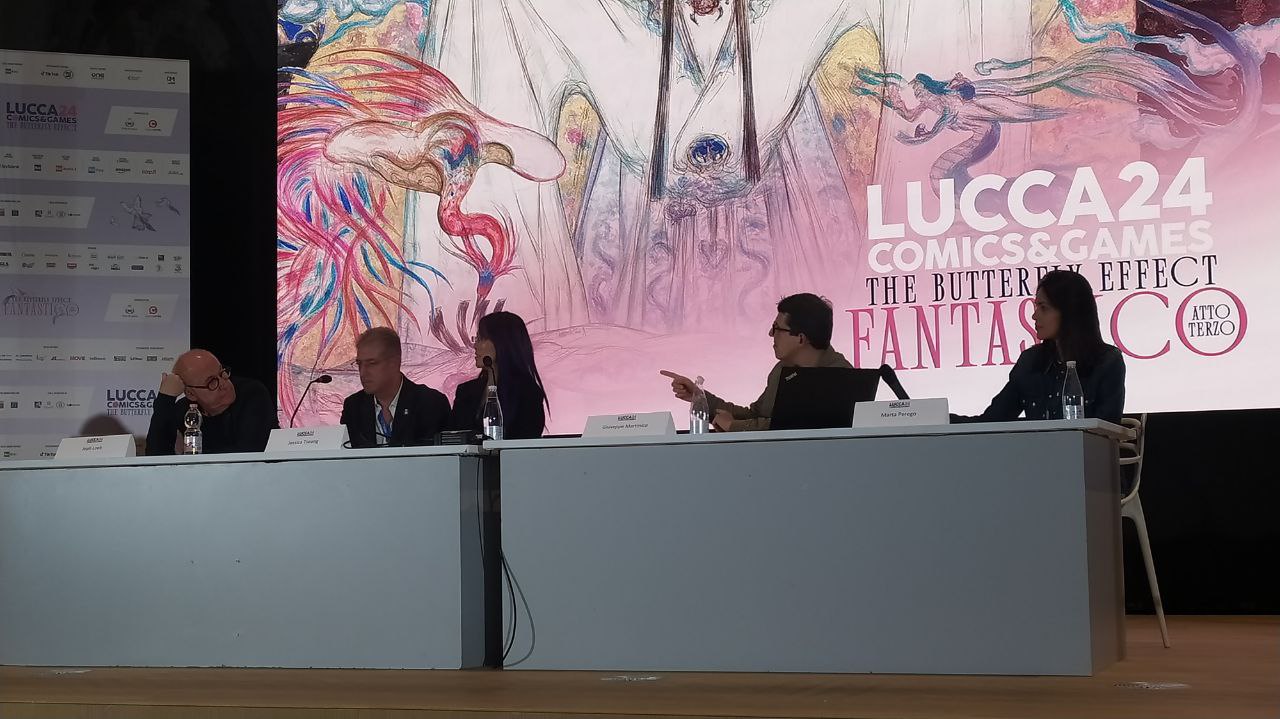 il rapporto tra supereroi e concetti di legge e giustizia, con Jeph Loeb e Jessica Tseang. Foto di Camilla Rossini