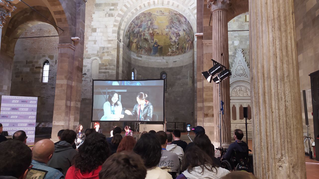 la conferenza Women in Comics, con Peach Momoko e Mirka Andolfo. Foto di Camilla Rossini