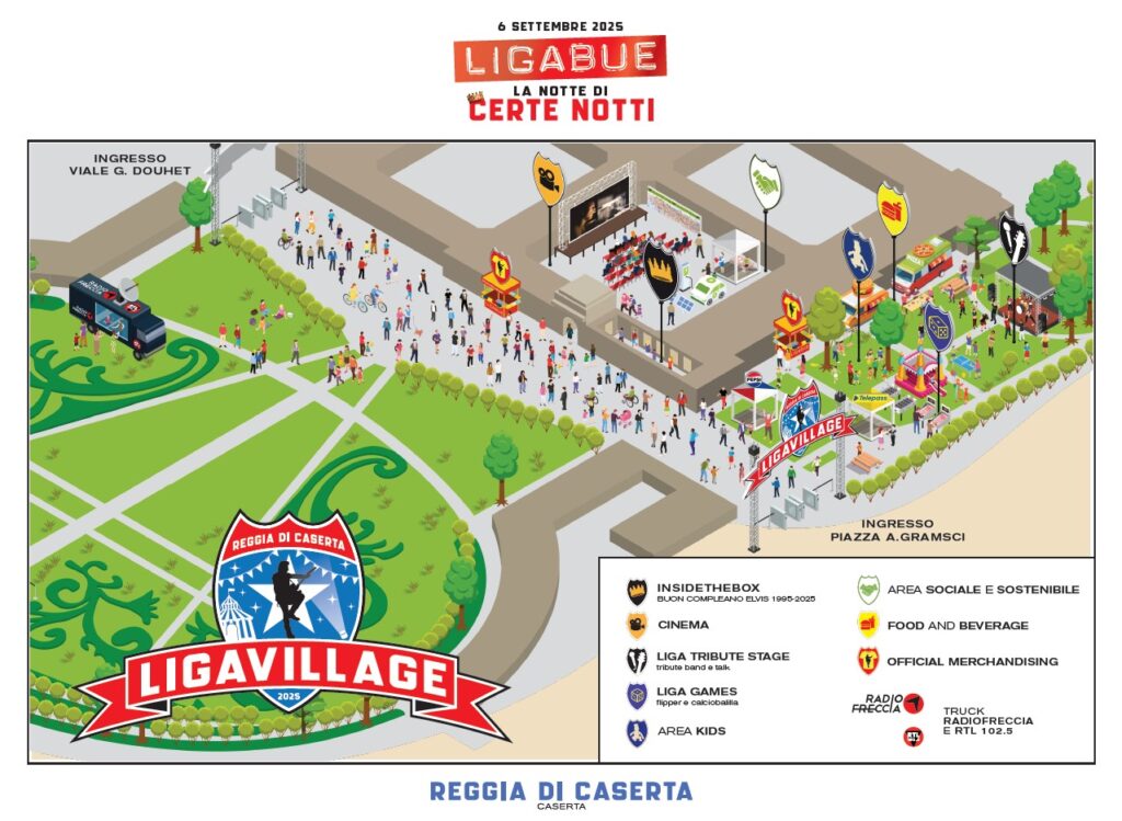 La notte di Certe Notti a Caserta, di Luciano Ligabue: la Mappa