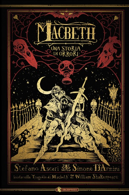 la cover di Macbeth - una storia di orrori, di Stefano Ascari e Simone D'Armini, pubblicato da saldaPress (2025) nella collana Maèstro