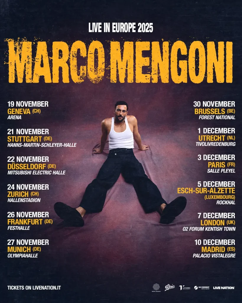 il poster per Marco Mengoni Live in Europe 2025