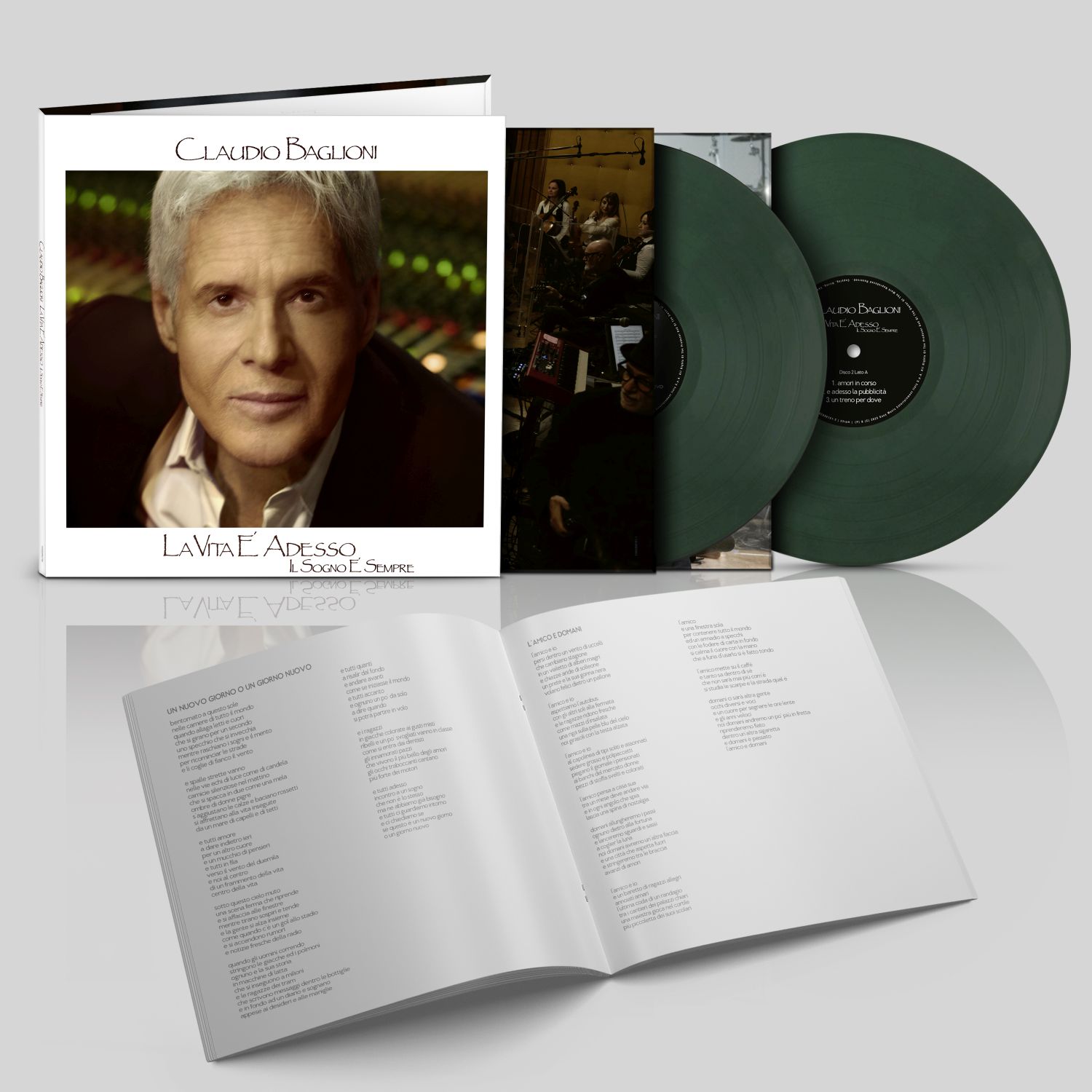 ALBUM Sony Music Italia - Packshot gatefold doppio vinile verde LA VITA È ADESSO, IL SOGNO È SEMPRE