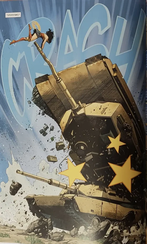 Un'altra tavola dal secondo capitolo. Spesso in questa run i colpi sono accompagnati da stelle gialle. Non aggiunge nulla alla narrazione, ma è una toccata stilistica sfiziosa e anche deliziosamente old school