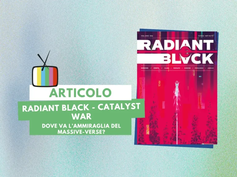 la cover del volume 6 di Radiant Black, storia di Joe Clark, Kyle Higgins, edito in Italia da saldaPress (2025) nella collana Image, nella composizione da Canva, licenza d’uso