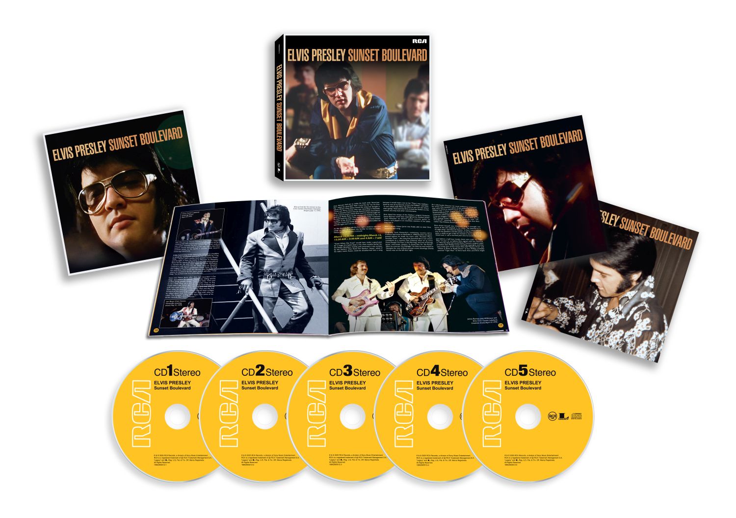 i cinque CD della raccolta Sunset Boulevard (Legacy Recordings / Sony Music) di Elvis Presley