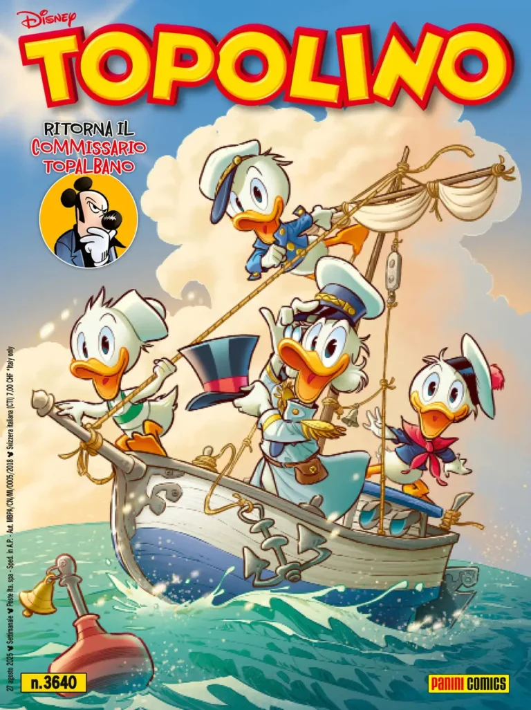Topolino e la voce del mandorlo col numero 3640 e Le indagini del commissario Topalbano la cover di Topolino 3640