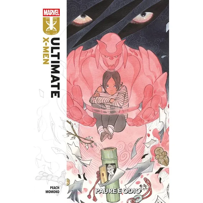 la cover del primo volume di Ultimate X-Men: Paure e Odio, di Peach Momoko, edito in Italia da Panini Comics (2025) nella collana Marvel Collection