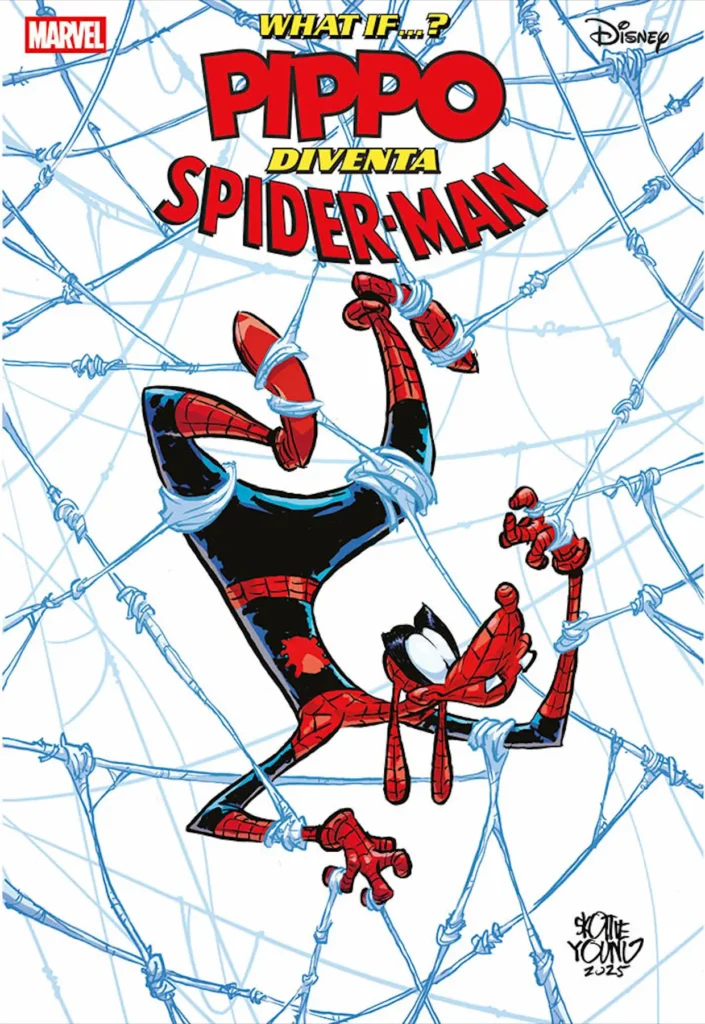 Su Topolino 3637, What if…? Pippo diventa Spider-Man: la copertina