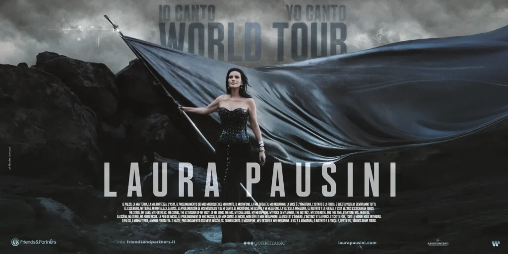 il banner di Io Canto World Tour 2026/2027 di Laura Pausini. Crediti: Nicolas Loretucci per Gente Music