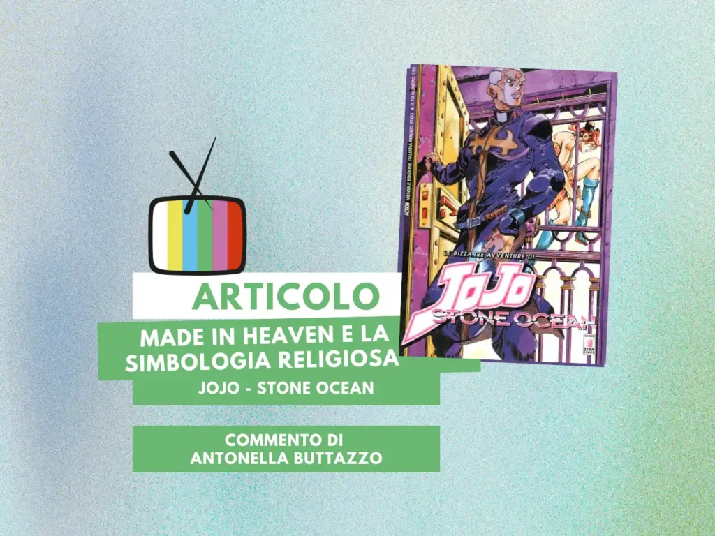 la cover del numero 115 del mensile con Le bizzarre avventure di Jojo, come edito da Star Comics (2020), con il protagonista di Made in Heaven, Padre Enrico Pucci, nella composizione da Canva, licenza d’uso