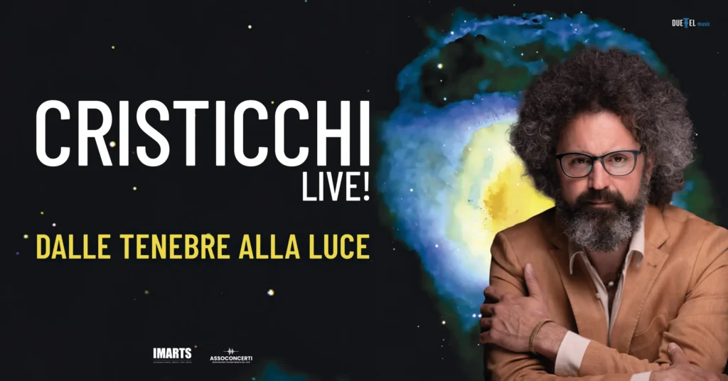 il poster per il tour dell'autunno nei teatri di Simone Cristicchi, Dalle Tenebre alla Luce, nell'ambito del suo Tour Concerti 2025