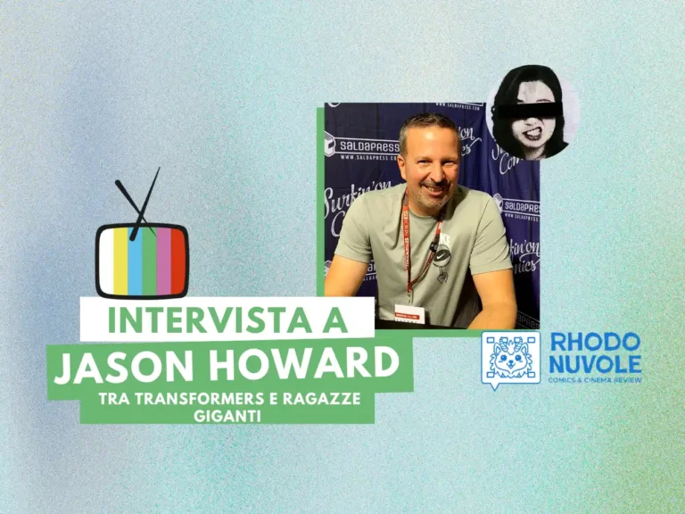 Intervista a Jason Howard – tra Transformers e ragazze giganti Jason Howard al Lucca Comics & Games 2025, da una immagine dal video di Camilla Rossini e Rhodonuvole (a cura di Angelo Giannone), nella composizione da Canva, licenza d’uso